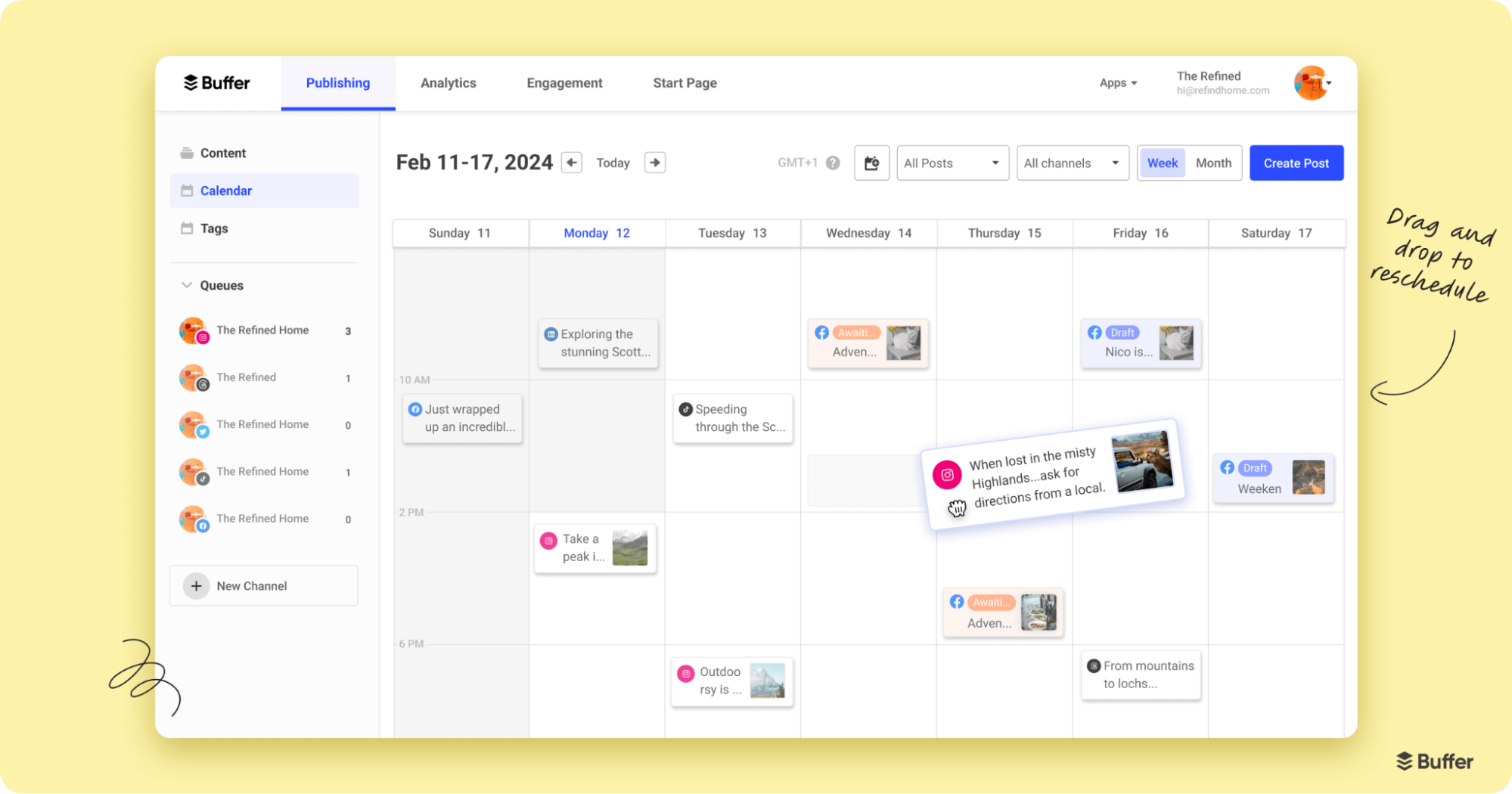 Influencer post calendar in BFCM campaign